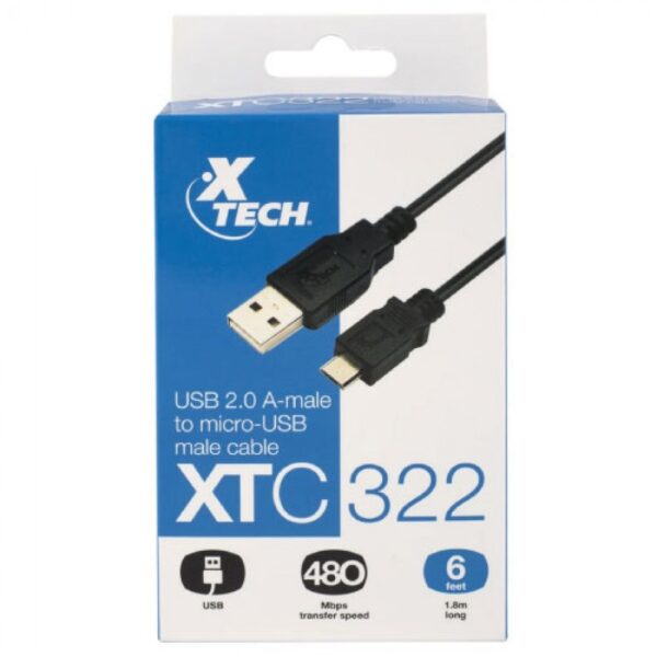 8013 XTECH XTC-322 USB CABLE - 5  PIN MICRO -USB TYPE B - Image 2
