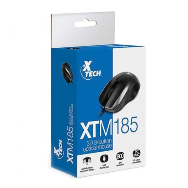 8016 XTECH XTM-185   ///  3D 3- BUTTON OPTICAL MOUSE - Image 2