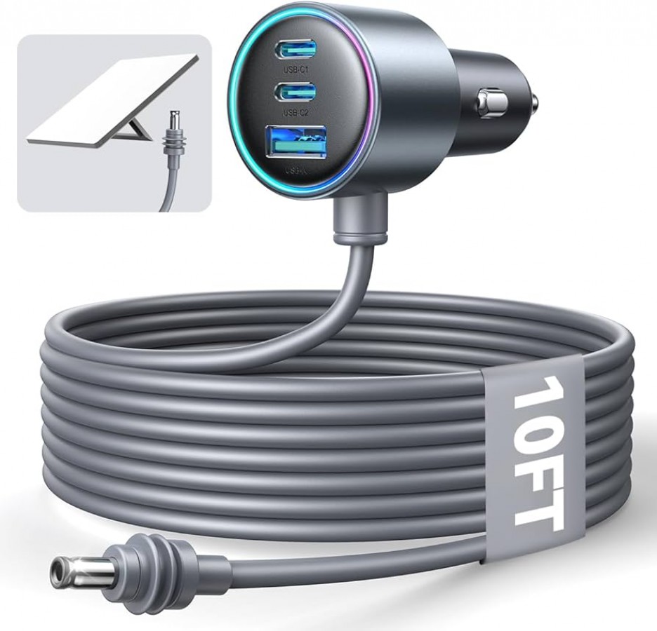 6038 STARLINK MINI CAR ADAPTER WITH 10FT CABLE PD DUAL 45W+USB 30W, 12V-24V
